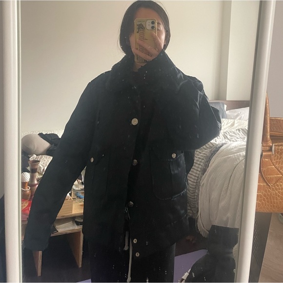 Vintage Navy Military-style Jacket with Fur Collar - Picture 7 of 7